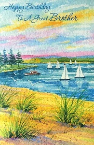 Thoughtful BIRTHDAY Card FOR BROTHER, Seaside Beach by Bella Greetings +Envelope - Picture 1 of 4