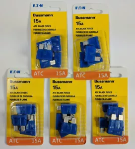 25X Bussmann BP/ATC-15-RP Blue 15A Blade Fuse 5X Pack of 5 - Picture 1 of 2