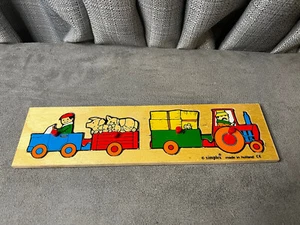 Simplex Wooden Puzzle Made in Holland Farm Animal Pigs Tractor Truck 12” VTG - Picture 1 of 6
