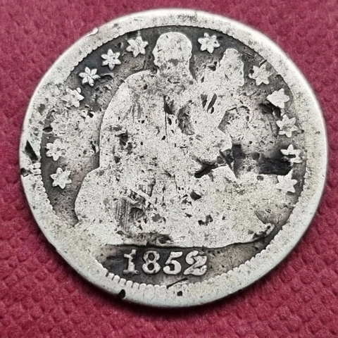 1852 Seated Liberty Dime 10c Circulated #42291 Cover