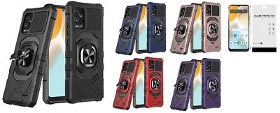 Funda híbrida con anillo robótico para teléfono BLU View 5 Pro B170D + vidrio templado Foto 1 de 4