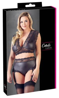 Cottelli Collection Curves - Schwarz Top und Straps-Slip - Größe 4XL - Neu/Ovp - Bild 1 von 3
