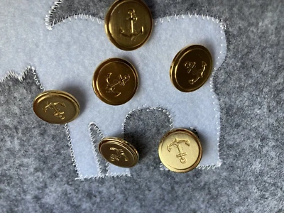6 Knöpfe mit Anker, gold, Metall, 20 mm - Bild 1 von 4