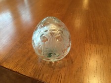 Russian Modern Faberge Crystal Etched Egg Imperial Double Head Eagle Alexandra