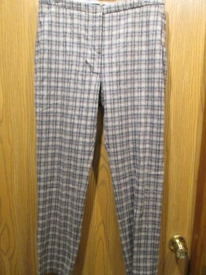 piazza sempione women's brown plaid wool anelie flat front skinny pants size 42  - Image 1 of 4