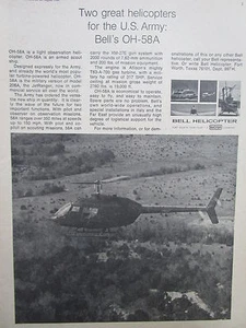 8/1969 PUB BELL HELICOPTER TEXTRON OH-58A ARMY HELICOPTERE ORIGINAL AD - Foto 1 di 1