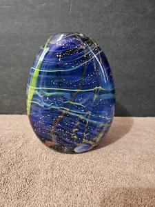 SELTEN SIGNIERT RANDI SOLIN FINE ART GLAS KOBAL BLAU GOLD FLOCKEN VASE 1997 VINTAGE - Bild 1 von 9