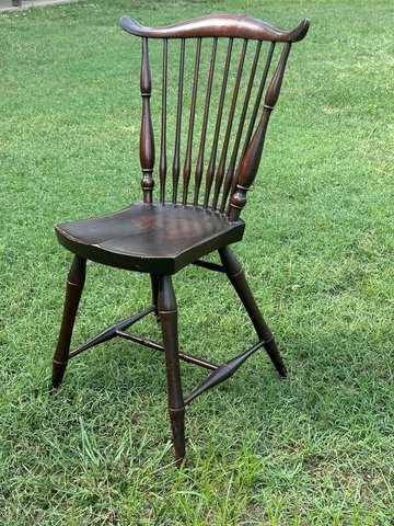Vintage Antique Windsor Fan Back Side Chair Shabby Worn Seat Farmhouse Cover