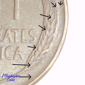 1955 Lincoln Wheat Cent - Pre Cud Die Crack PC-1c-1955-01R - Rare Error Coin - Picture 1 of 6