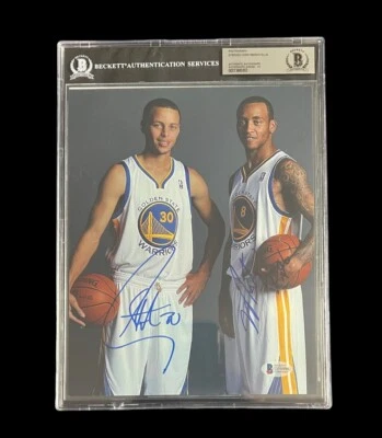 Stephen Curry BGS Certified Authentic 8x10 Dual Autograph with Monta Ellis RARE! - Image 1 of 4