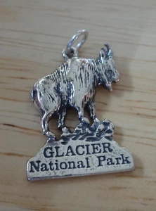15x25mm says Glacier National Park with Mountain Goat Sterling Silver Charm - Picture 1 of 2