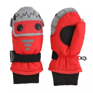 Aquarius Little Boys Red & Gray Shark Waterproof Snow & Ski Mittens - Picture 1 of 1