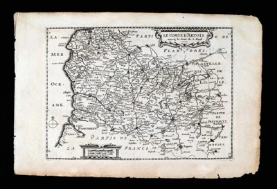 1696 J. Colom Mapa Conde D'Artois Francia St. Paul Arras Calais Lente Lille Foto 1 de 4