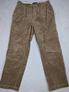 Polo Ralph Lauren Andrew Pants Men 36x32 Corduroy Pleated Brown - Picture 1 of 11