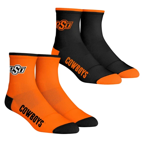 Youth Rock Em Socks Oklahoma State Cowboys Core Team 2-Pack Quarter Length Sock Cover