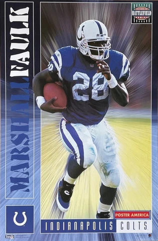 Marshall Faulk Indianapolis Colts Vintage 1995 NFL Poster 23 x 35 Cover