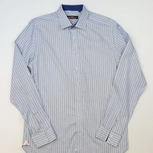 Ben Sherman Mens Shirt 15.5 Fits Like Medium Regular Fit Blue Striped PRISTINE - Picture 1 of 14