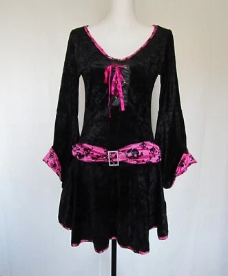 Nuevo Vestido Calavera Bruja California Colección de Disfraces Mujer’s Negro Terciopelo L Foto 1 de 4