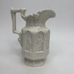 Vintage Gothic Ceramic Pitcher Apostle Religious Figures Symbols 9.5”H - Picture 1 of 8