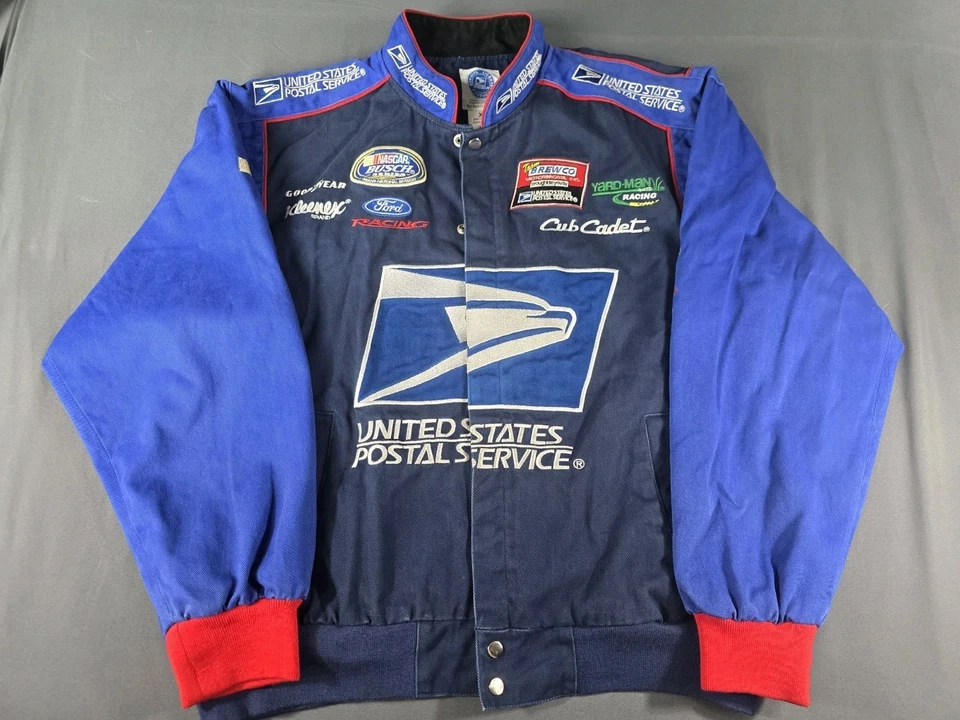 Chaqueta de Carreras NASCAR Vintage Servicio Postal de los Estados Unidos Talla XL USPS X-Large Foto 1 de 4