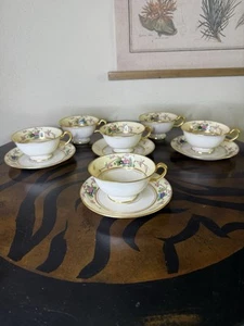 Vintage Lenox Mandarine Bone China 6 Tassen 4” & 4 Untertassen 6” 10er Set - Bild 1 von 8