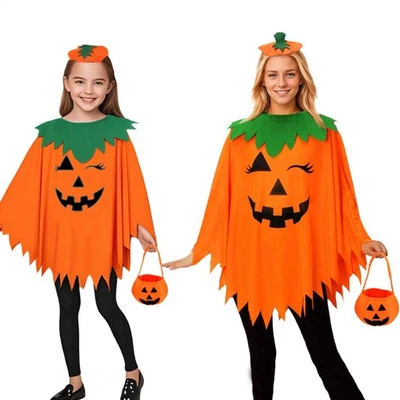 Halloween Pumpkin Costume for Women,Pumpkin Poncho Kids Luminous - image 1 of 4