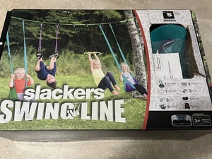 36' 5 Activity Playset Mesh Swing Monkey Bar Gym Ring Double Webbed Ninjaline - Picture 1 of 4