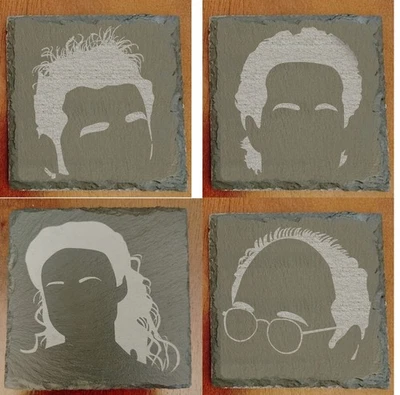 Seinfeld  Silhouette Slate Stone 4 Piece Coaster Gift Set NEW - Image 1 of 4