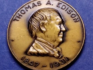 Thomas A. Edison- Edison Pageant Of Light Medallion-Bronze-Ft. Myers - Picture 1 of 11