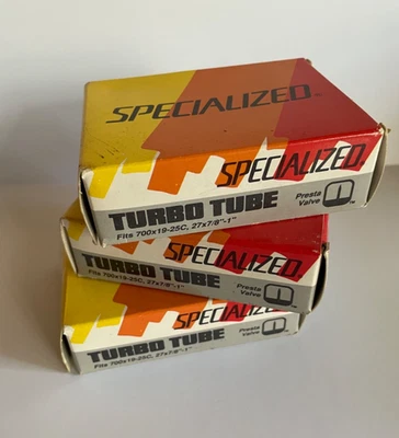 "3 tubos de bicicleta turbo de colección Specialized France con válvula Presta - 700x19-25C / 27""" Foto 1 de 3