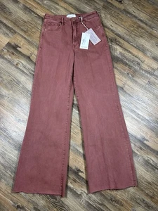 Dear John Fiona Wide Leg Jeans 28 High Rise Stretch Prep Boho Fransensaum Zimt - Bild 1 von 16