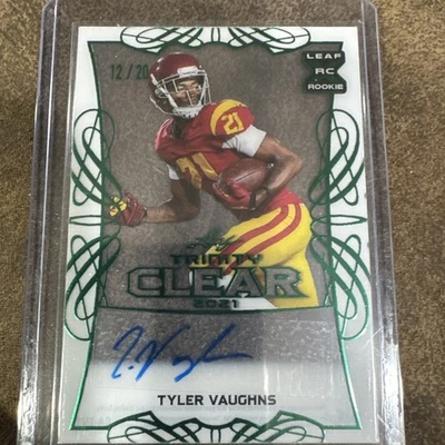 - 2021 Leaf Trinity Clear Autographs Platinum #CATV1 Tyler Vaughns #/20 GREEN - Image 1 of 4