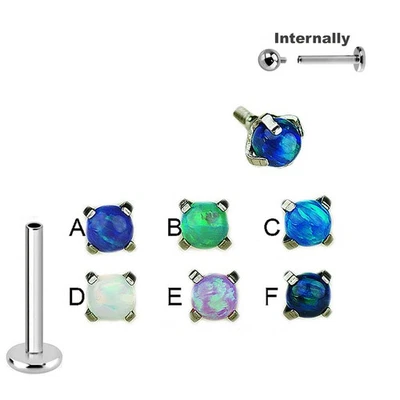 1,2mm Titan eingefasste Synthetik Opal Perle Ohr Helix Tragus Piercing Labret - Bild 1 von 2