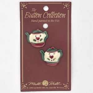 Mill Hill The Button Collection Keramik Knöpfe Herz Teekanne Tee 2 Stück Neu - Bild 1 von 5