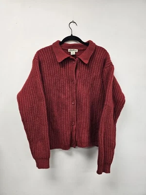 Suéter Eddie Bauer Mujer XL Rojo Lana Botón Frontal Grueso Tejido Cárdigan Foto 1 de 4