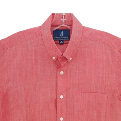 Camisa WOOL & PRINCE rosa vermelha com botões 100% lã penteada em excelente estado usado tamanho pequeno - Imagem 1 de 4