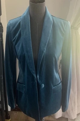 inc international concepts Teal Blue Green Velvet Blazer XS New W Tags Holiday - Image 1 of 4