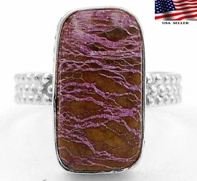 Natural Purpurite 925 Solid Genuine Sterling Silver Ring Jewelry Sz 9 @19-4 - Image 1 of 3