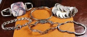 Mixed Bracelet Lot of 6 Sterling Silver & 835 Mexico 20 Centavos OMEGA CHAIN - Picture 1 of 15