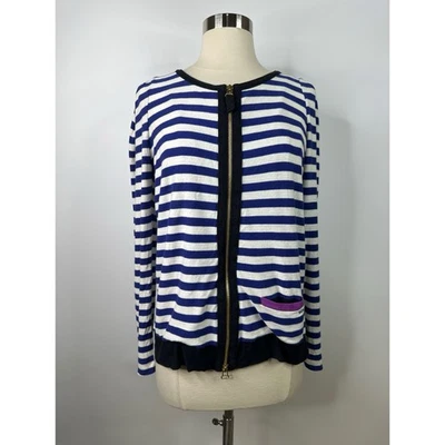 Sonia Rykiel Striped Contrasting Zipper Single Pocket Womens Top M - Image 1 of 4