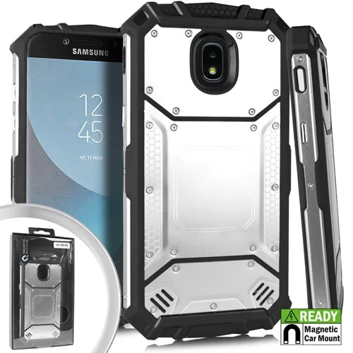 "Funda chaqueta híbrida de metal GSA para Samsung Galaxy J7 (2018) - plateada" Foto 1 de 1