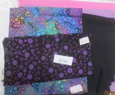 Another QUILTERS configurado roxo Batik círculos manchas rosa preto tecidos de algodão  - Imagem 1 de 4