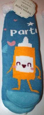 Calcetines antideslizantes forrados Sherpa para mujer azules Hot Dog Partner nuevos con etiquetas - talla única Foto 1 de 3