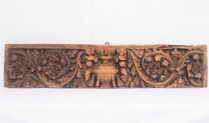 Antique Wall Panel Wooden Plaque Filigree Carving Door Top Ancient Architectural - Picture 1 of 8