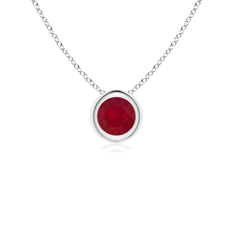ANGARA 0.34 Ct Natural Ruby Pendant Necklace in 14K Solid Gold (AA, 4MM) - Image 1 of 1