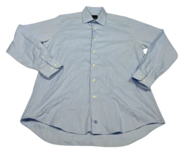 Camisa de vestir David Donahue ajuste azul minimalista moderna para hombre 17 XL bonita Foto 1 de 4