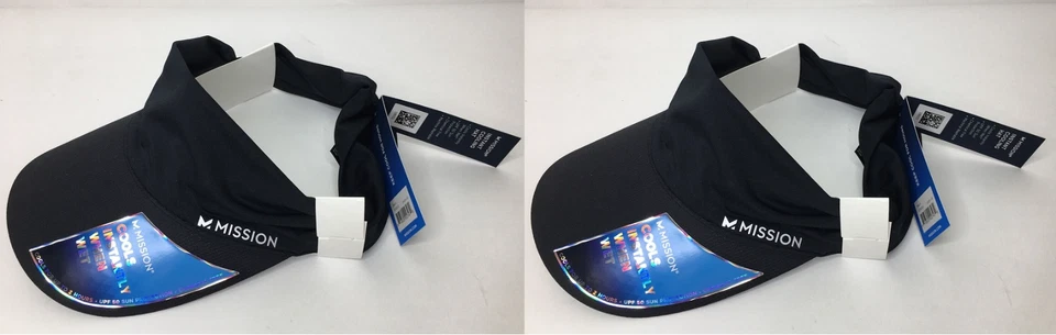 2 Pack MISSION Cooling Sun Visor Black Instant Cooling Hat Lightweight Quick Dry