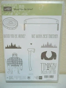 STAMPIN UP Set - WOOD YOU BE MINE? - Lumberjack, Axe, Saw, Tree Rings, Timber - Picture 1 of 2