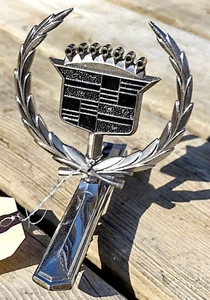 1971 1972 Cadillac Eldorado Black Hood Ornament Emblem Assembly - Picture 1 of 15