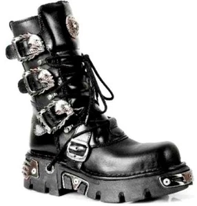 Nuevas Botas de Motociclista Rock 391-S1 Unisex Negras Metálicas Reactor Goth Rock  - Imagen 1 de 7